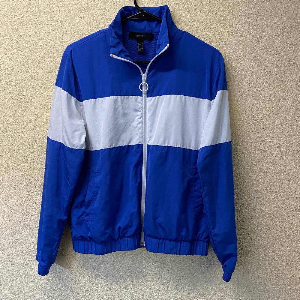 Blue and white zip up jacket!